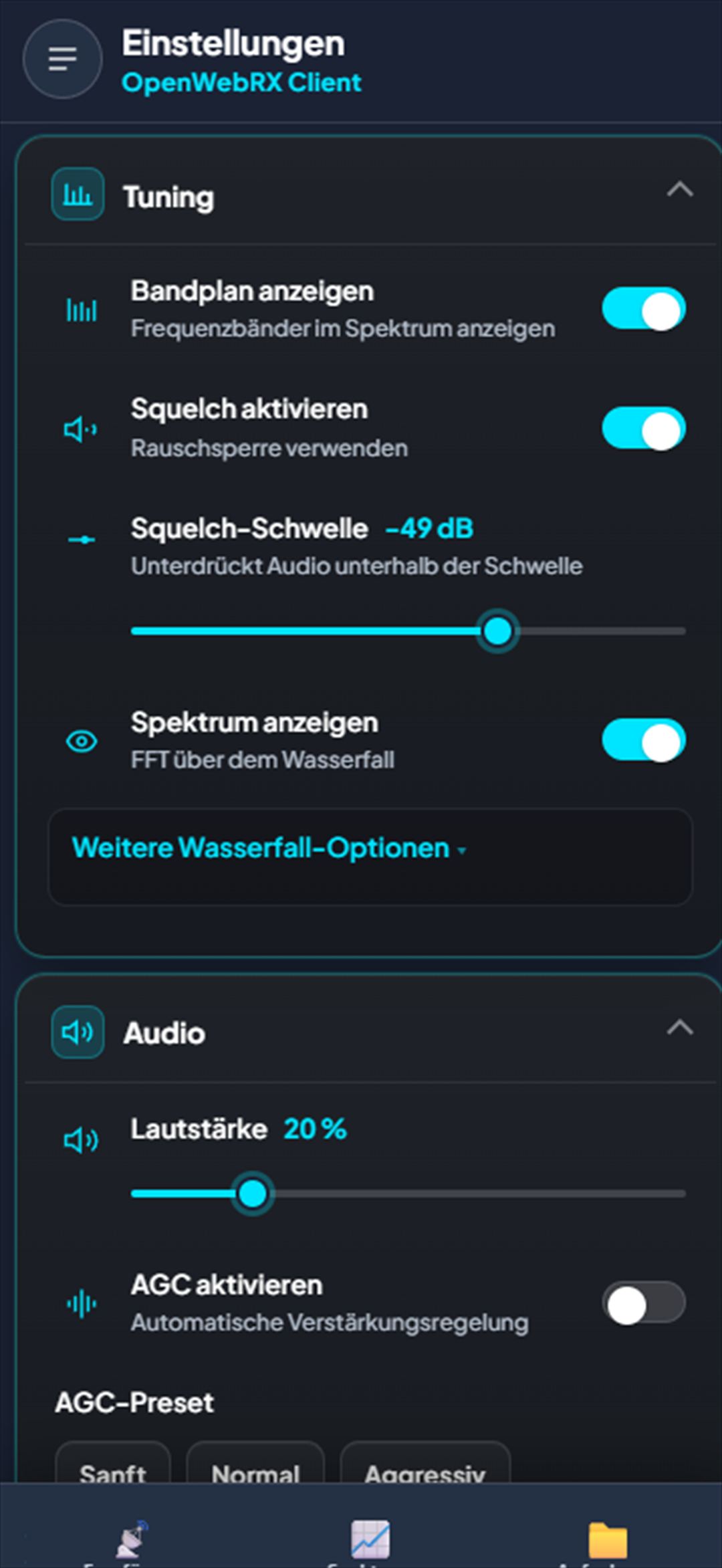 App: Einstellungen